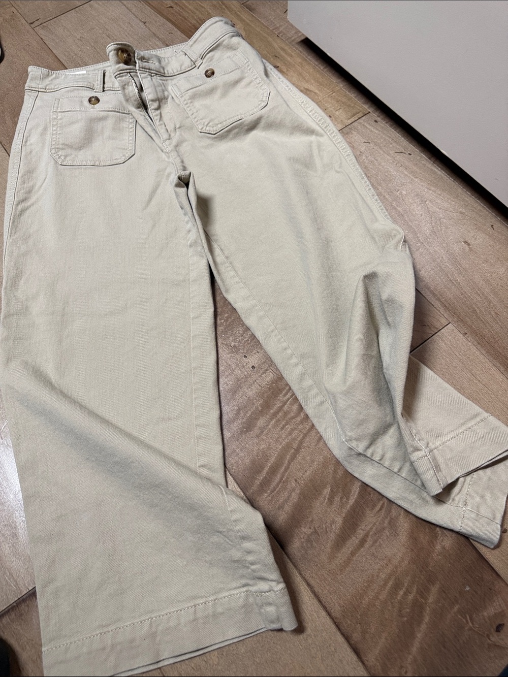 LOFT Neutral Cream/Tan Wide-Leg Chinos